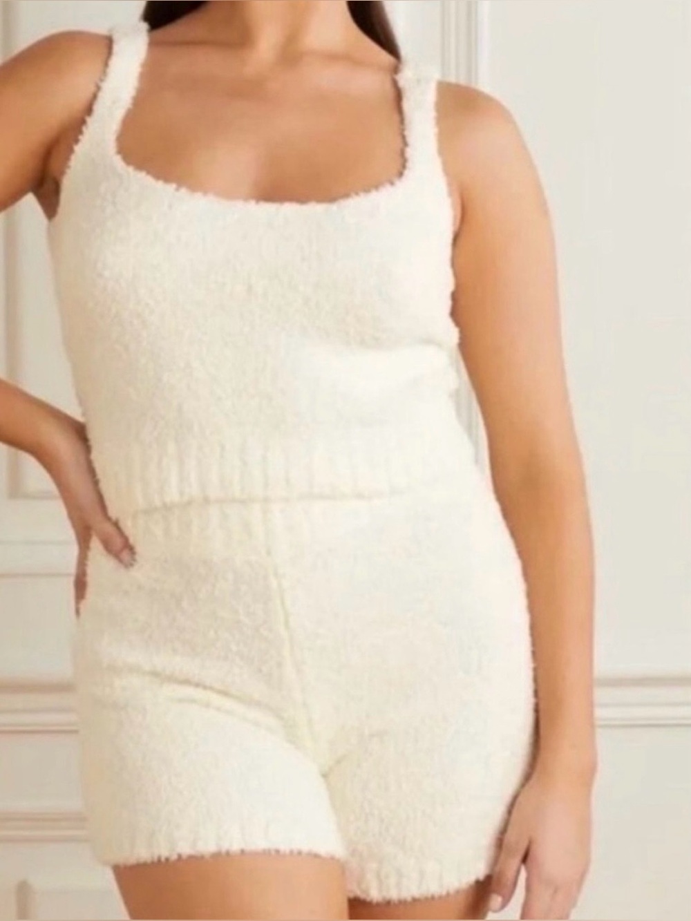 NWOT SKIMS  Cozy Knit Tank & Shorts Loungewear Set - Bone Cream Size 2X/3X